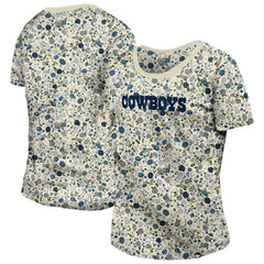 Dallas Cowboys New Era Women's Glam Game Floral Scoop Neck T-Shirt - Cream on sale