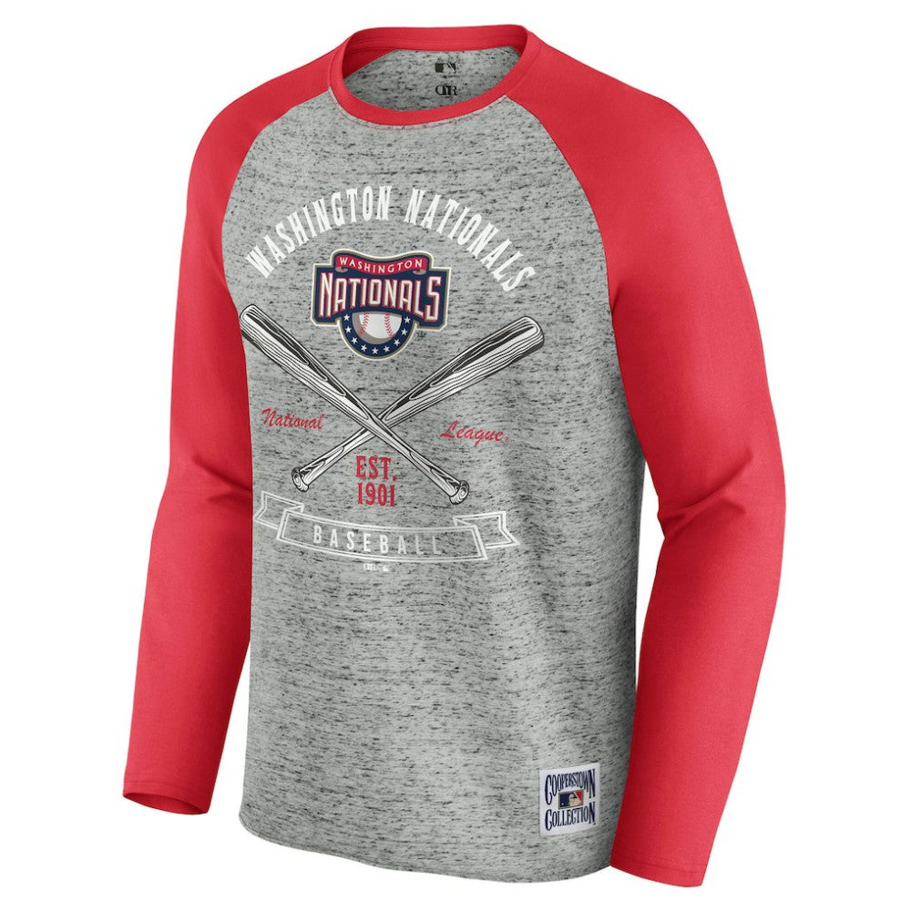 Washington Nationals Darius Rucker Collection Raw Edge Raglan Long Sleeve Baseball T-Shirt Heather Gray