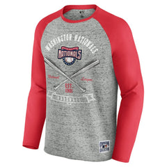 Washington Nationals Darius Rucker Collection Raw Edge Raglan Long Sleeve Baseball T-Shirt Heather Gray