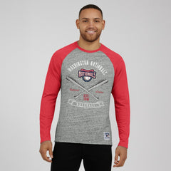 Washington Nationals Darius Rucker Collection Raw Edge Raglan Long Sleeve Baseball T-Shirt Heather Gray