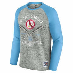St. Louis Cardinals Darius Rucker Collection Raw Edge Raglan Long Sleeve Baseball T-Shirt Heather Gray