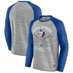 Texas Rangers Darius Rucker Collection Raw Edge Raglan Long Sleeve Baseball T-Shirt Heather Gray