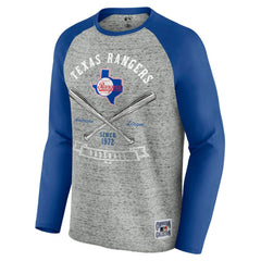 Texas Rangers Darius Rucker Collection Raw Edge Raglan Long Sleeve Baseball T-Shirt Heather Gray