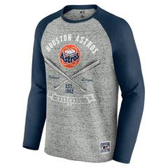 Houston Astros Darius Rucker Collection Raw Edge Raglan Long Sleeve Baseball T-Shirt Heather Gray