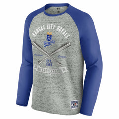 Kansas City Royals Darius Rucker Collection Raw Edge Raglan Long Sleeve Baseball T-Shirt Heather Gray