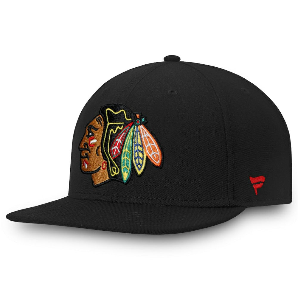 Chicago Blackhawks Fanatics Core Fitted Hat - Black Hats