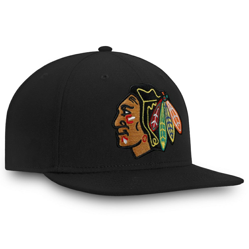 Chicago Blackhawks Fanatics Core Fitted Hat - Black Hats