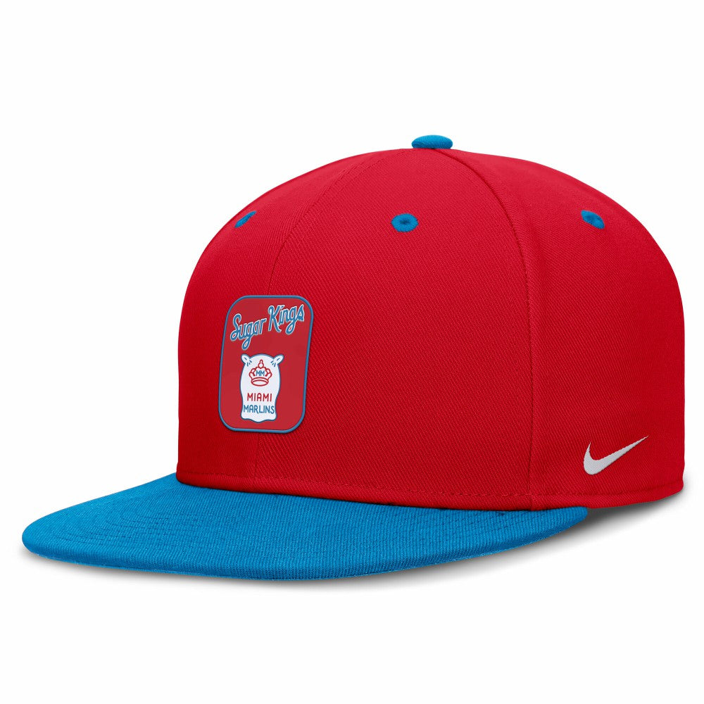 Miami Marlins City Connect Patch Performance Fitted Hat Red/Blue