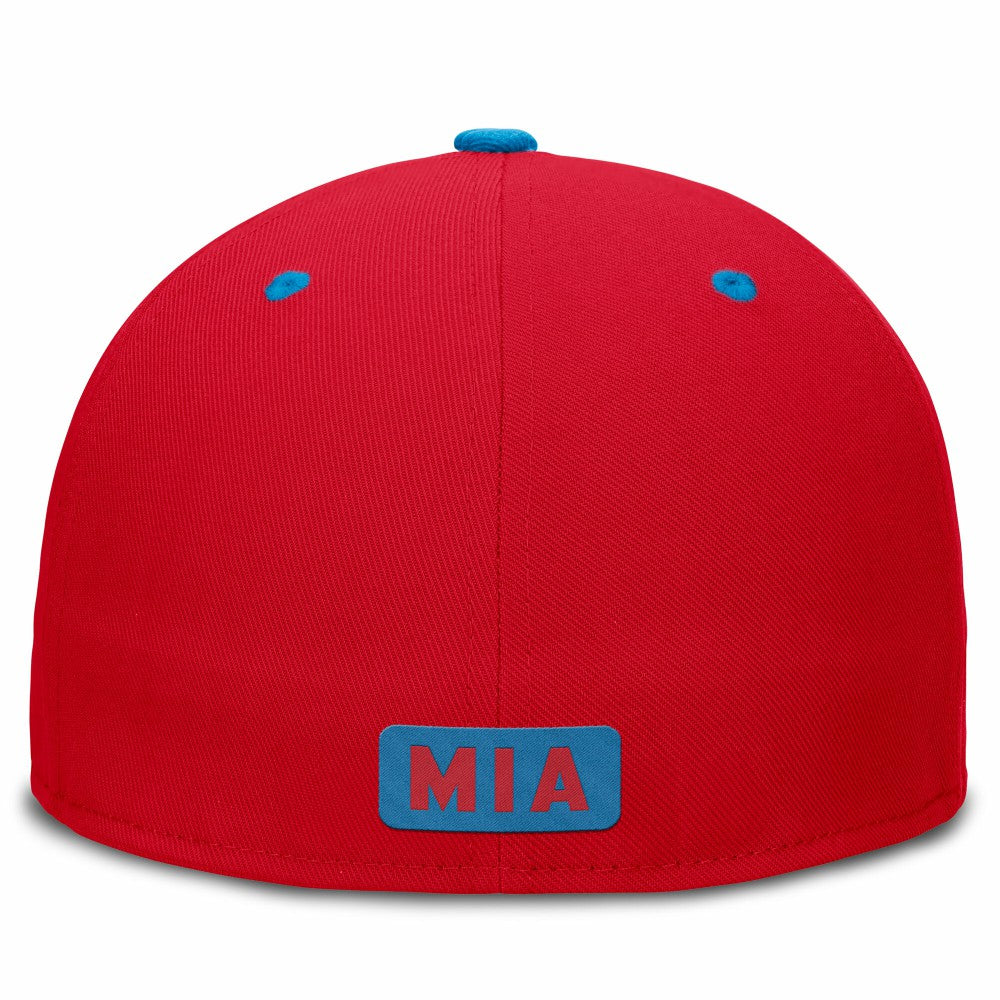Miami Marlins City Connect Patch Performance Fitted Hat Red/Blue