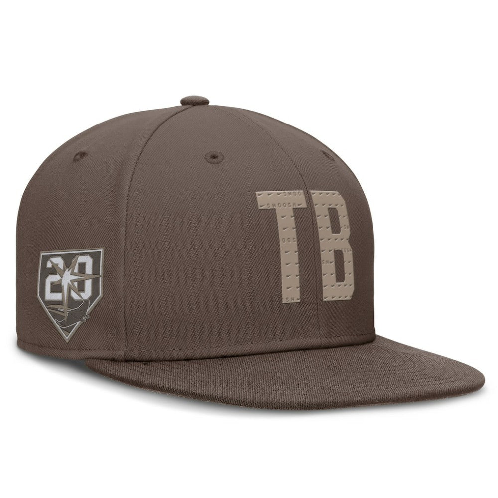 Tampa Bay Rays True Statement 20th AnniversaryPerformance Fitted Hat Brown
