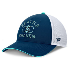 Seattle Kraken Fanatics Authentic Pro Rink Adjustable Trucker Hat - Deep Sea Blue/White Hats