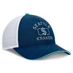 Seattle Kraken Fanatics Authentic Pro Rink Adjustable Trucker Hat - Deep Sea Blue/White Hats