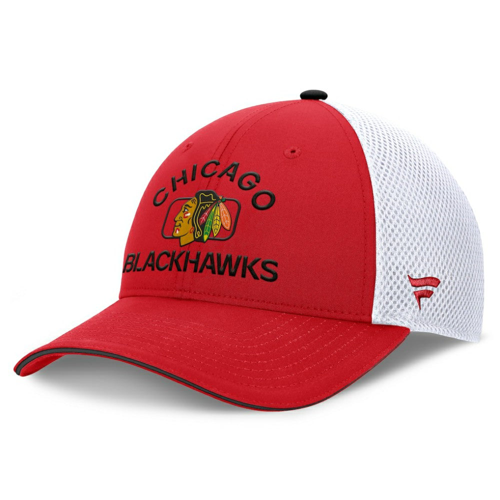 Chicago Blackhawks Fanatics Authentic Pro Rink Adjustable Trucker Hat - Red/White Hats