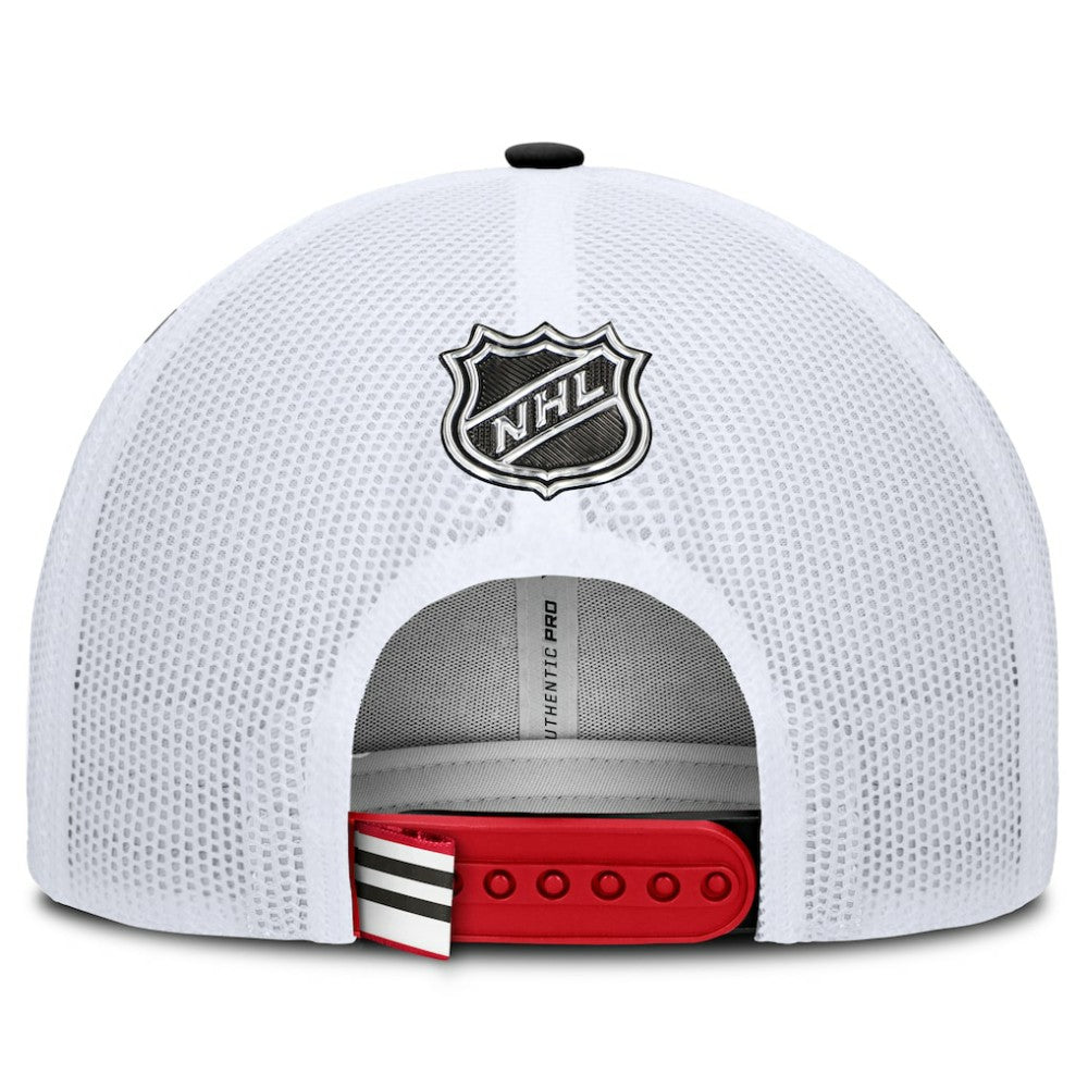 Chicago Blackhawks Fanatics Authentic Pro Rink Adjustable Trucker Hat - Red/White Hats