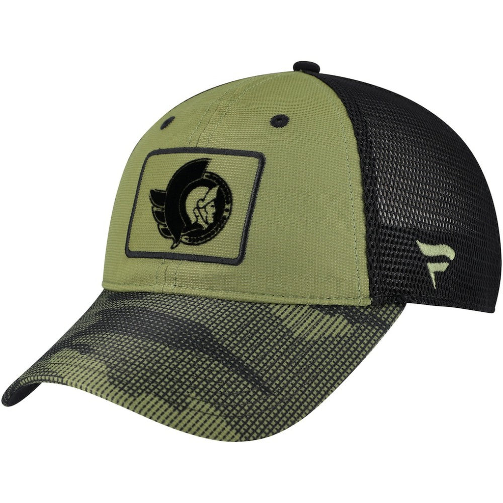 Ottawa Senators Fanatics Military Appreciation Trucker Adjustable Hat - Olive Hats