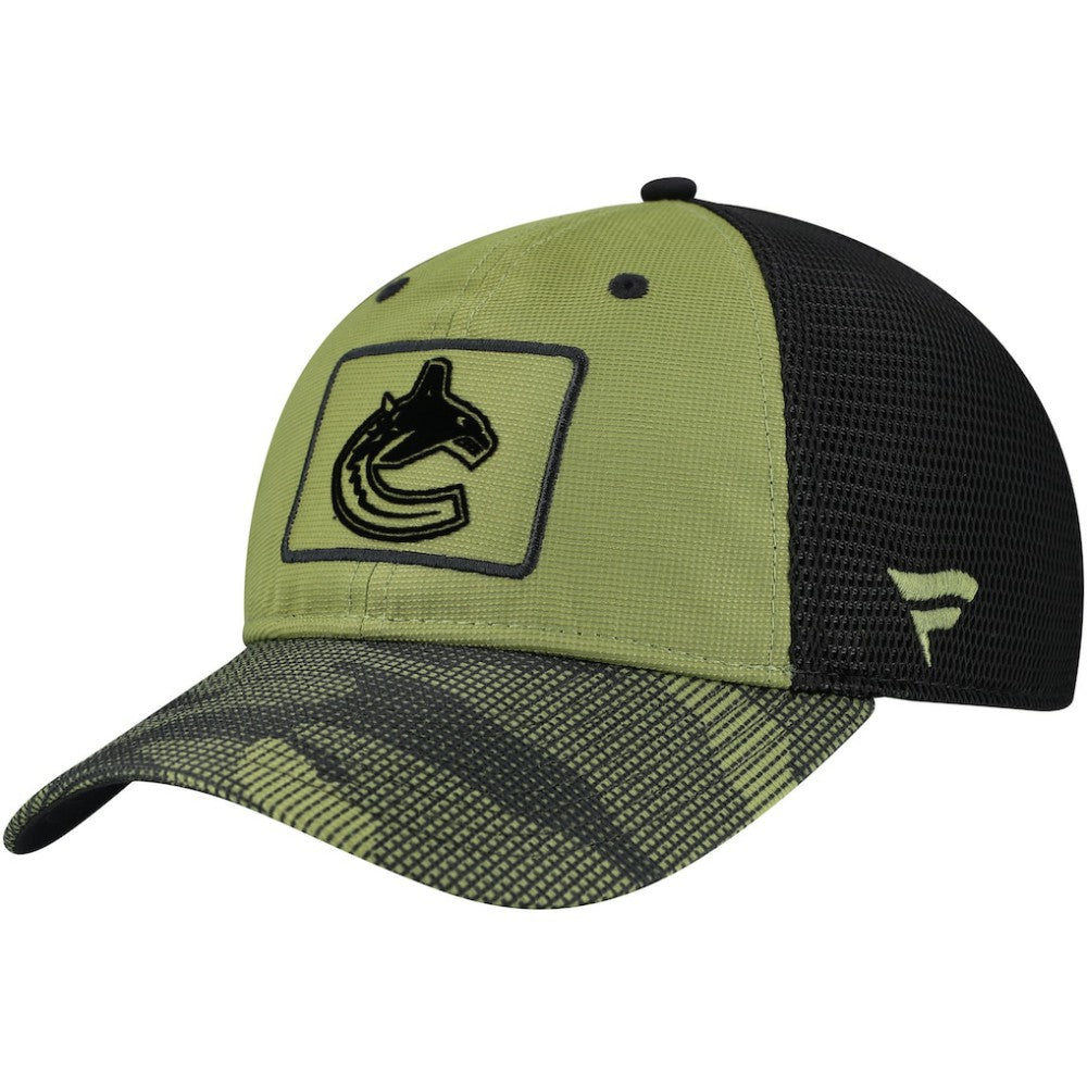 Vancouver Canucks Fanatics Military Appreciation Trucker Adjustable Hat - Olive Hats