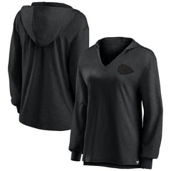 Kansas City Chiefs Women's Blackout Slub Hoodie V-Neck Long Sleeve T-Shirt for sale