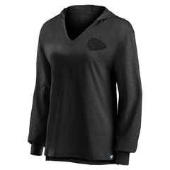 Kansas City Chiefs Women's Blackout Slub Hoodie V-Neck Long Sleeve T-Shirt for sale