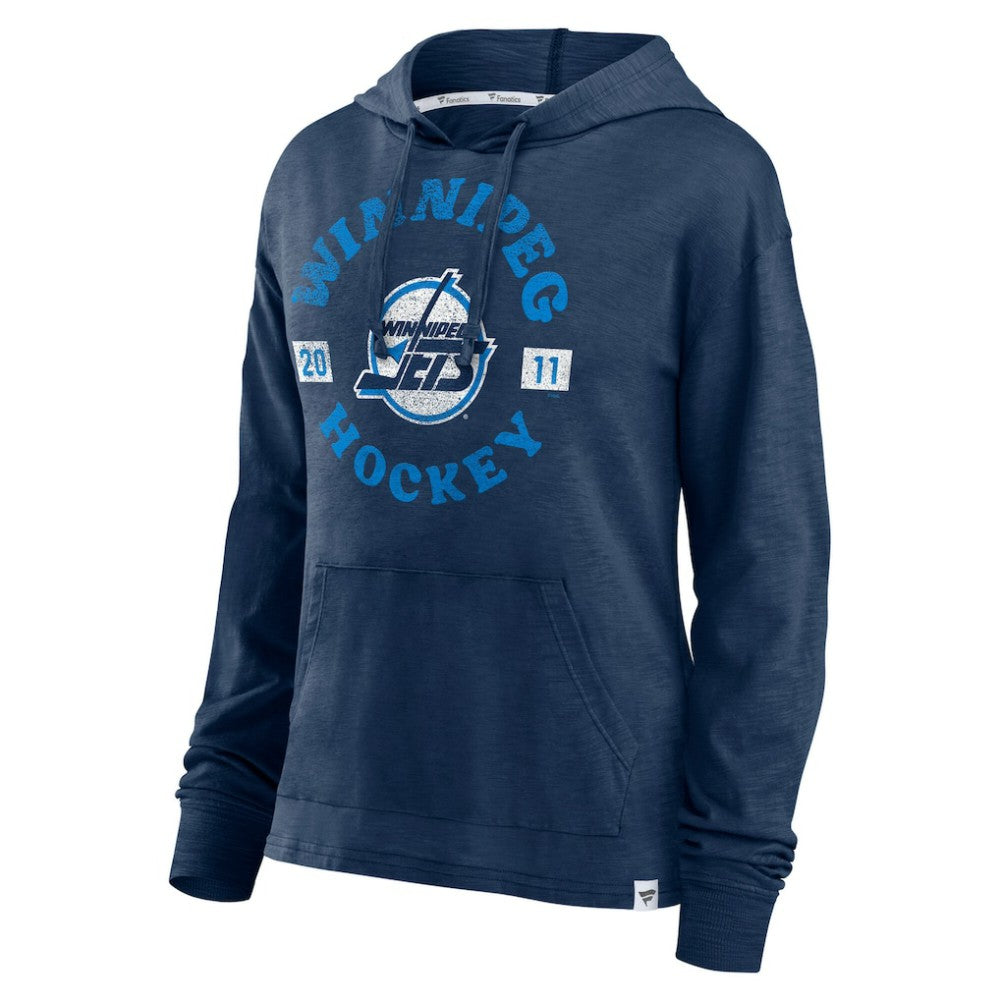 Winnipeg Jets Fanatics Women's Faded Pullover Hoodie - Heather Navy Hoodies
