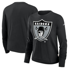 Las Vegas Raiders Women's Large Logo Cropped Long Sleeve Fashion T-Shirt - Black discount