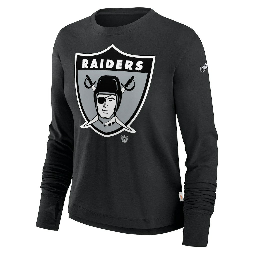 Las Vegas Raiders Women's Large Logo Cropped Long Sleeve Fashion T-Shirt - Black discount