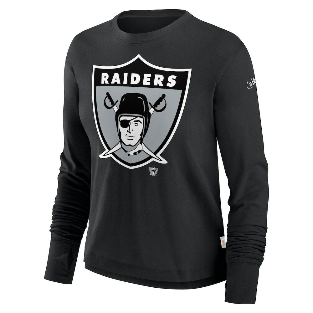Las Vegas Raiders Women's Large Logo Cropped Long Sleeve Fashion T-Shirt - Black discount