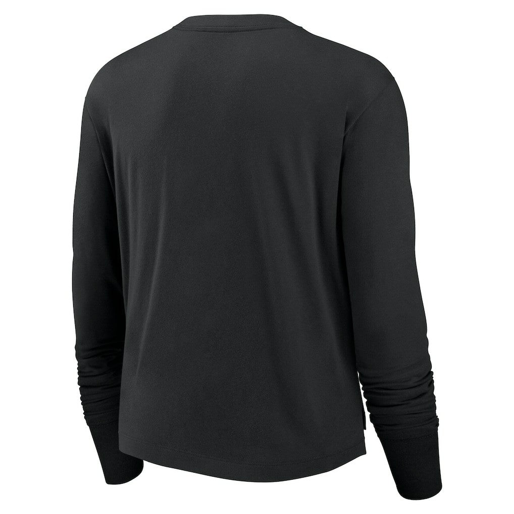 Las Vegas Raiders Women's Large Logo Cropped Long Sleeve Fashion T-Shirt - Black discount