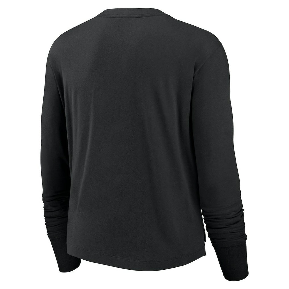 Las Vegas Raiders Women's Large Logo Cropped Long Sleeve Fashion T-Shirt - Black discount