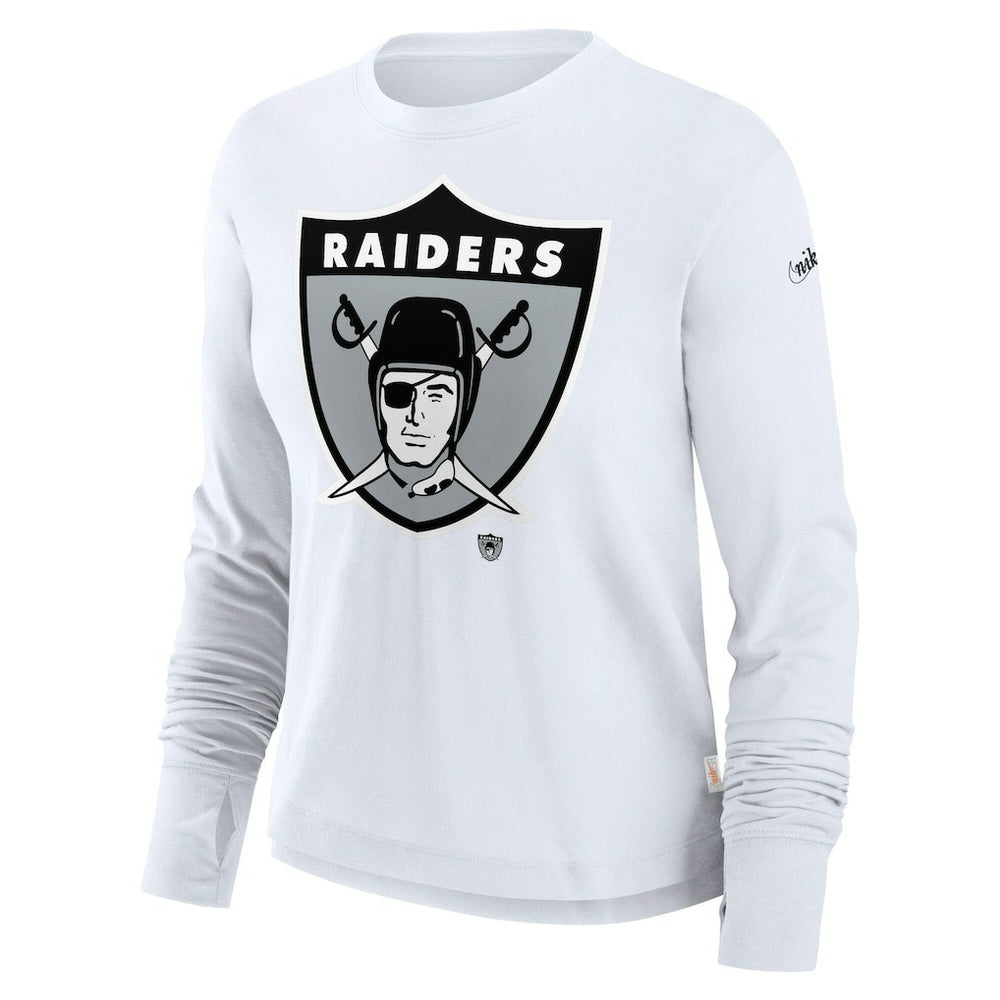 Las Vegas Raiders Women's Large Logo Cropped Long Sleeve Fashion T-Shirt - White on sale