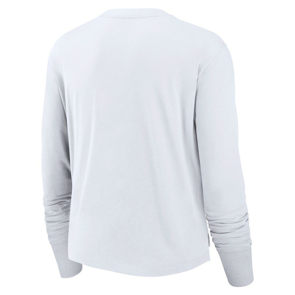 Las Vegas Raiders Women's Large Logo Cropped Long Sleeve Fashion T-Shirt - White on sale