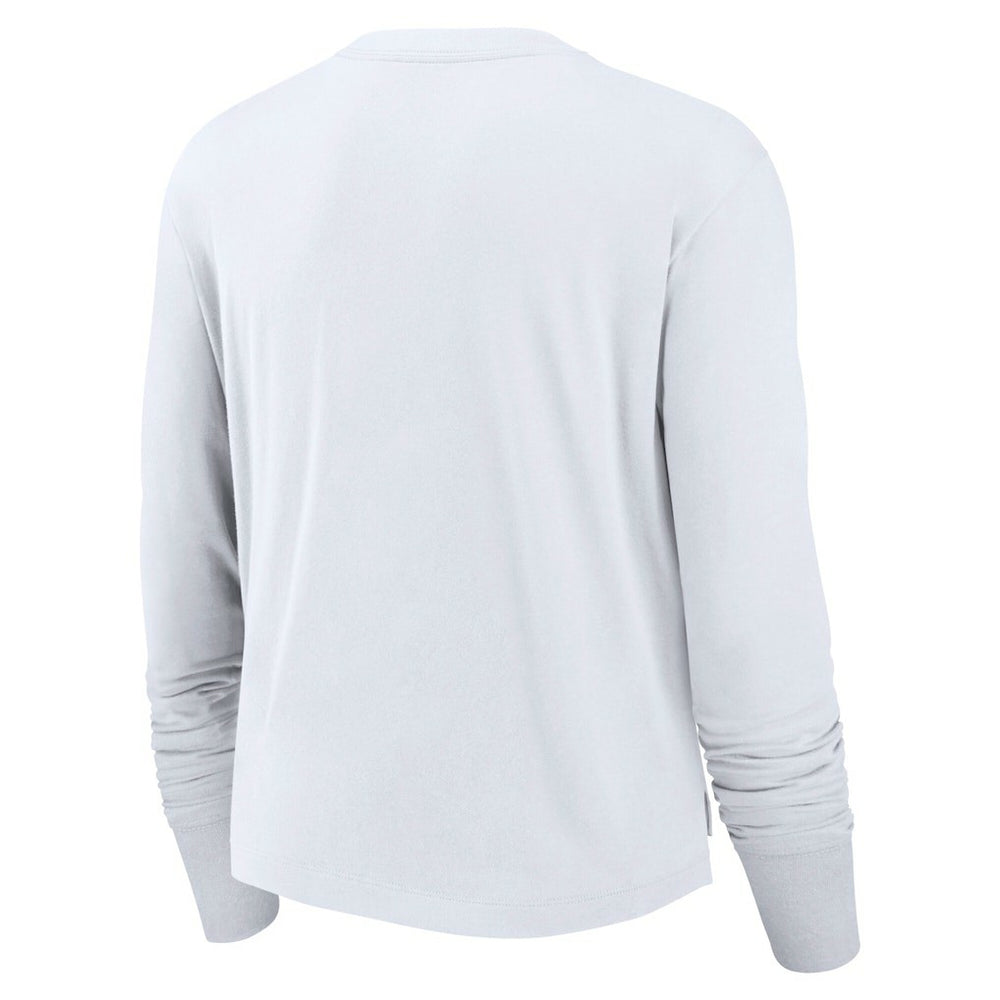 Las Vegas Raiders Women's Large Logo Cropped Long Sleeve Fashion T-Shirt - White on sale