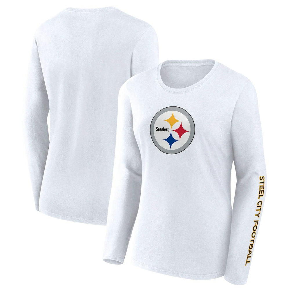 Pittsburgh Steelers Women's Long Sleeve T-Shirt - White discount