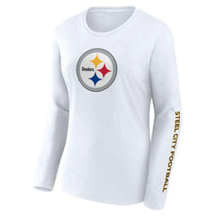 Pittsburgh Steelers Women's Long Sleeve T-Shirt - White discount