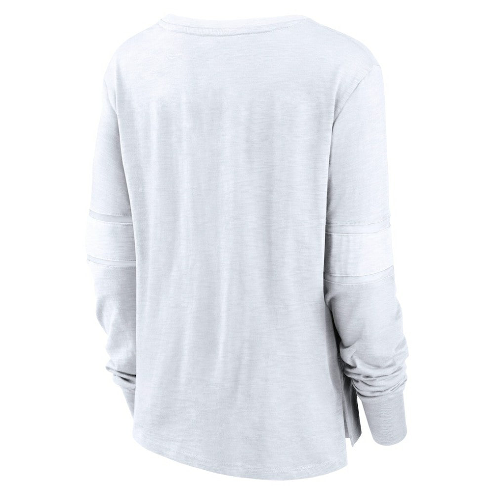 Seattle Kraken Fanatics Women's White Out Lace-Up Fashion Long Sleeve T-Shirt T-shirts