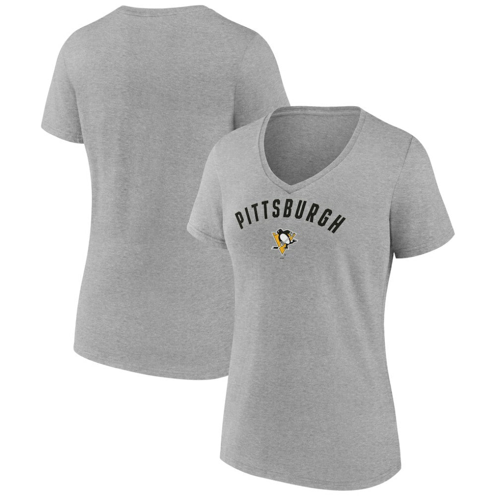 Pittsburgh Penguins Fanatics Women's V-Neck T-Shirt - Gray T-shirts