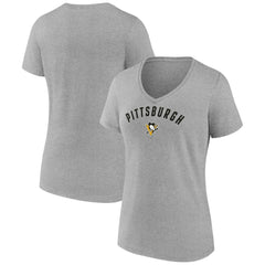 Pittsburgh Penguins Fanatics Women's V-Neck T-Shirt - Gray T-shirts