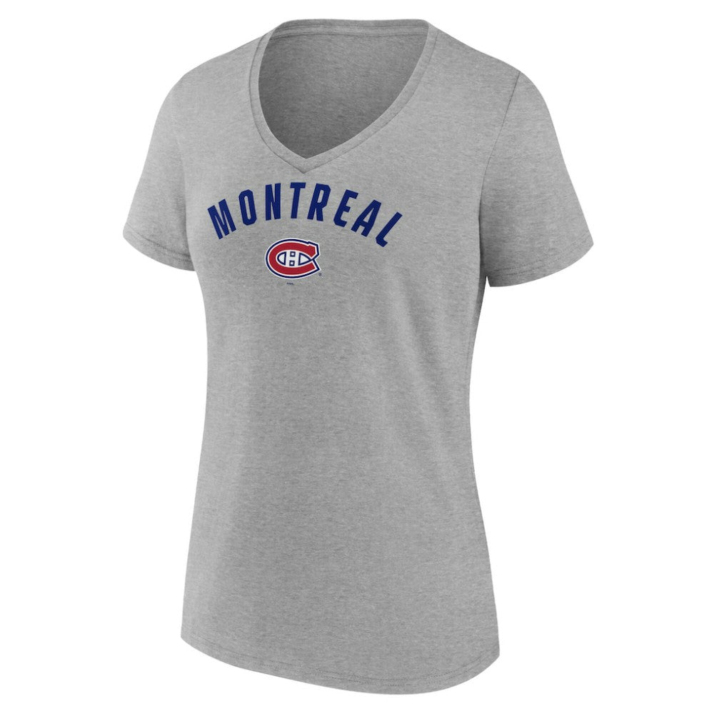 Montreal Canadiens Fanatics Women's V-Neck T-Shirt - Gray T-shirts
