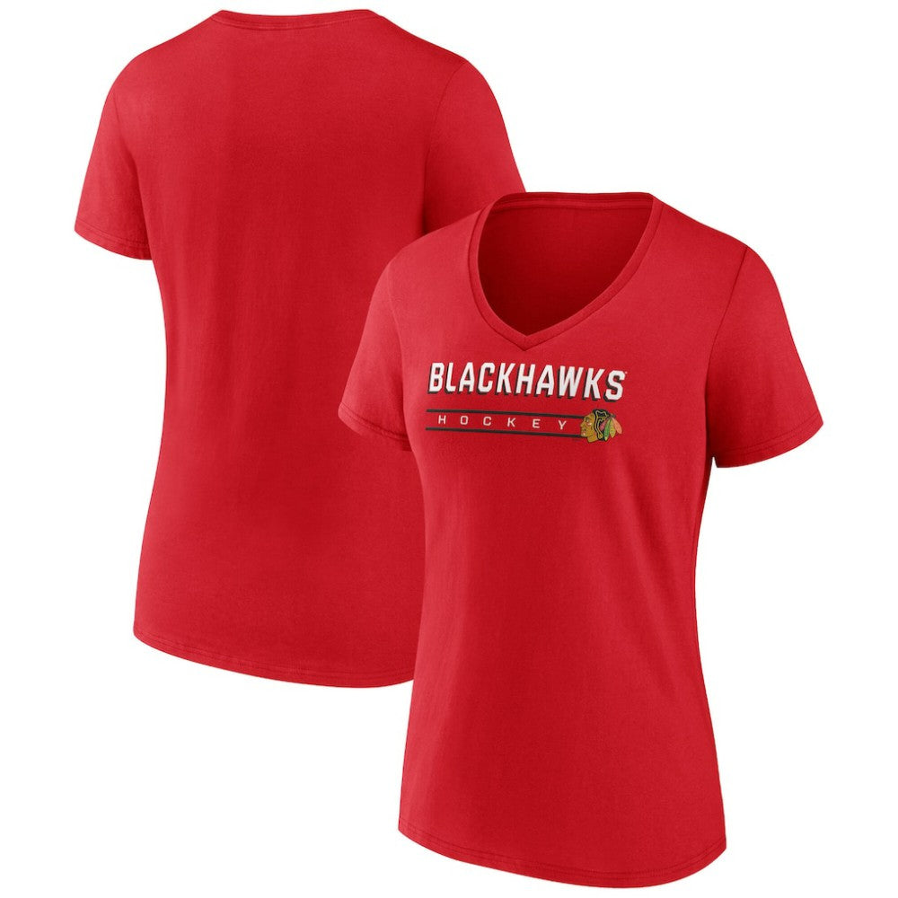Chicago Blackhawks Fanatics Women's V-Neck T-Shirt - Red T-shirts