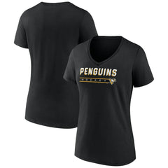 Pittsburgh Penguins Fanatics Women's V-Neck T-Shirt - Black T-shirts