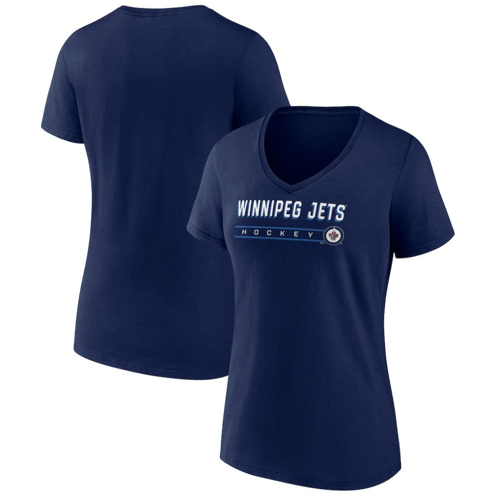 Winnipeg Jets Fanatics Women's V-Neck T-Shirt - Navy T-shirts