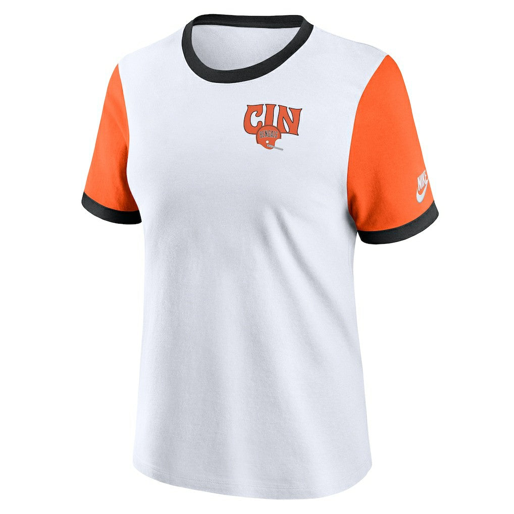 Cincinnati Bengals Women's Rewind Ringer Tri-Blend T-Shirt - White sale