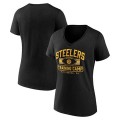 Pittsburgh Steelers Women's Training Camp Stripe V-Neck T-Shirt - Black for sale