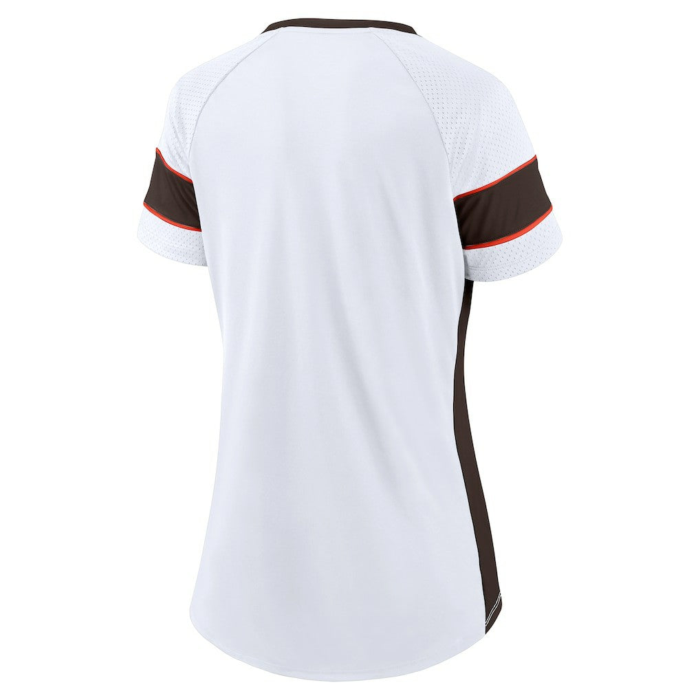 Cleveland Browns Women's Athena Lace-Up V-Neck T-Shirt - White outlet