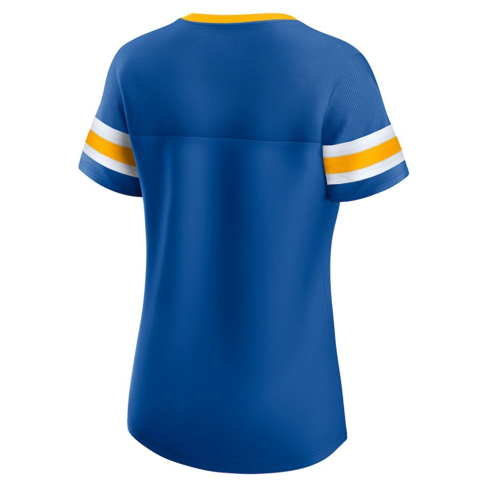 St. Louis Blues Fanatics Women's Iconic Athena Lace-Up T-Shirt - Blue T-shirts