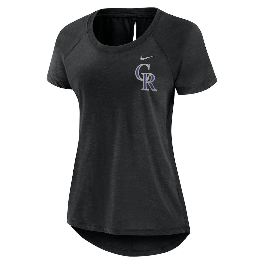 Colorado Rockies Women's Summer Breeze Raglan Fashion T-Shirt Heather Black