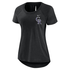 Colorado Rockies Women's Summer Breeze Raglan Fashion T-Shirt Heather Black