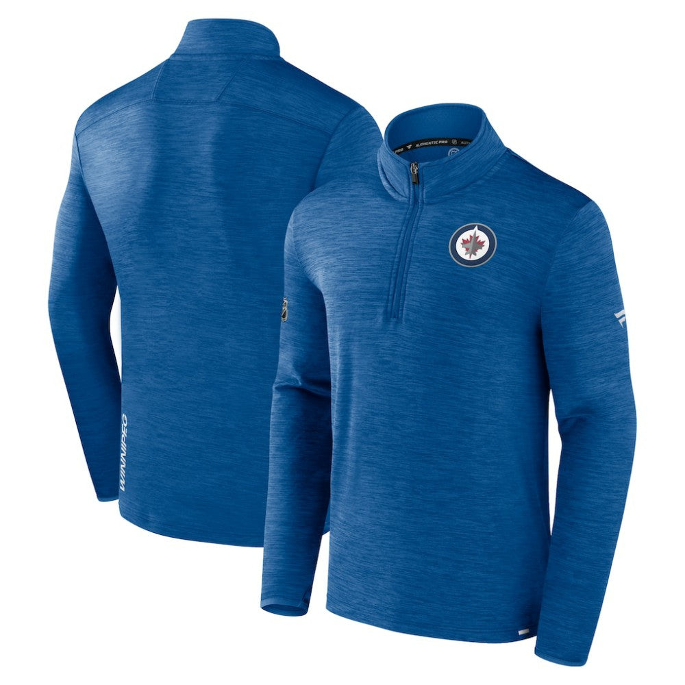 Winnipeg Jets Fanatics Authentic Pro Lightweight Quarter-Zip Pullover - Heather Blue Pullover