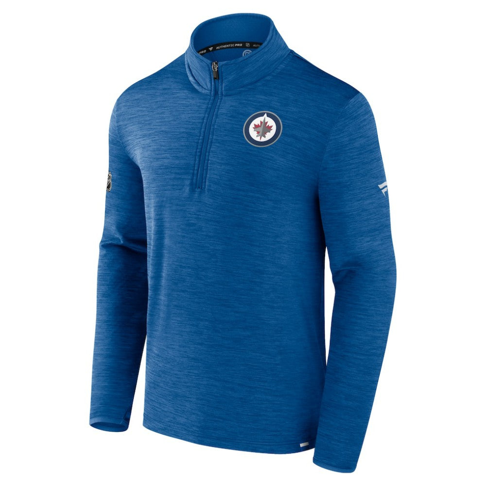Winnipeg Jets Fanatics Authentic Pro Lightweight Quarter-Zip Pullover - Heather Blue Pullover