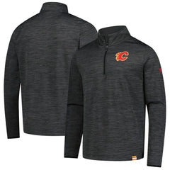 Calgary Flames Fanatics Authentic Pro Lightweight Quarter-Zip Pullover - Heather Charcoal Pullover