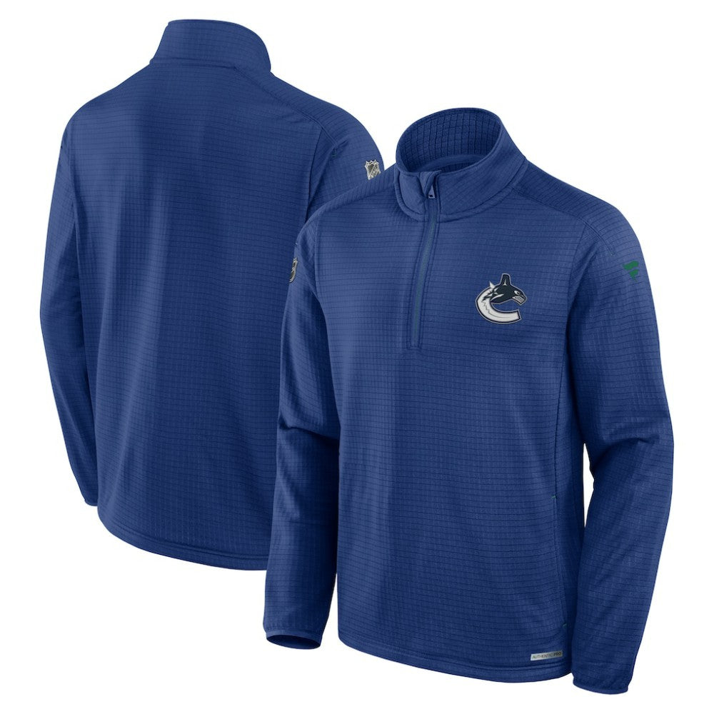 Vancouver Canucks Fanatics Authentic Pro Rink Quarter-Zip Top - Blue Tops